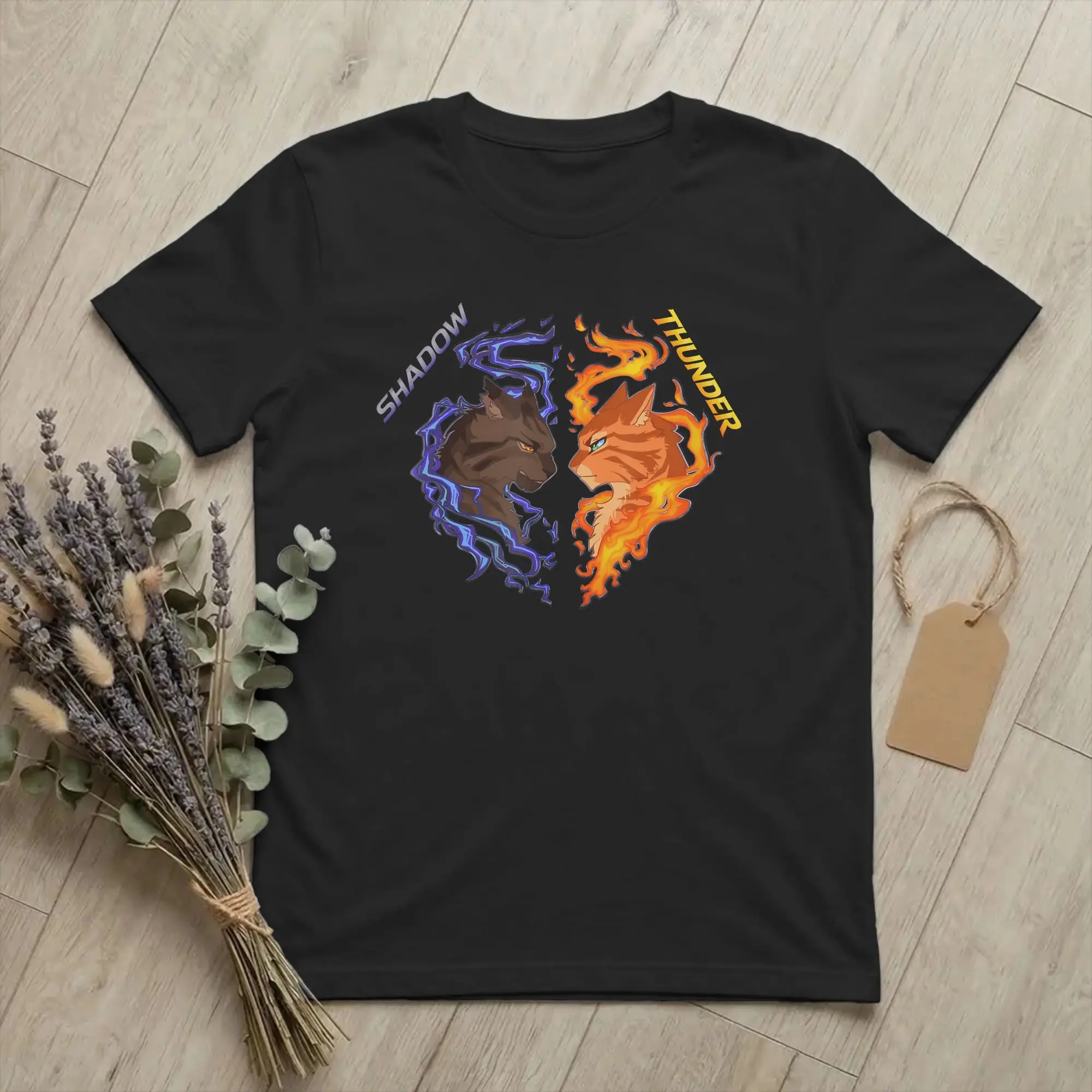 Wind Shadow River Star Thunder Sky Cat T Shirt Men Cotton Vintage T-Shirts Crewneck FireStar Tees Short Sleeve merch Big Size