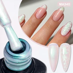 MEET ACROSS 7ml Thread Shell Rubber Base Gel Nail Polish 2 In 1 Aurora Pearly Shells UV LED Nail Art Gel Varnish For Nails