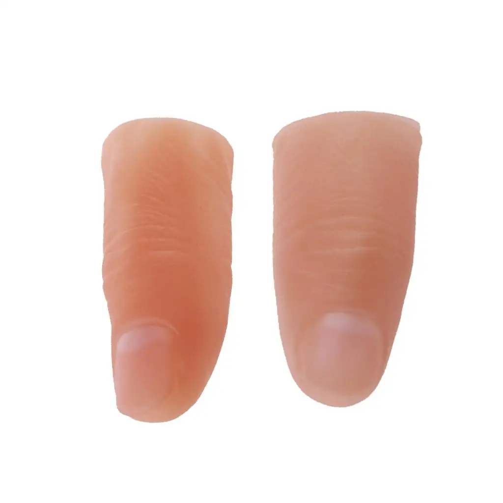 2Pcs Funny Thumb Tip Finger Trick Joke Toy Supply Soft Props