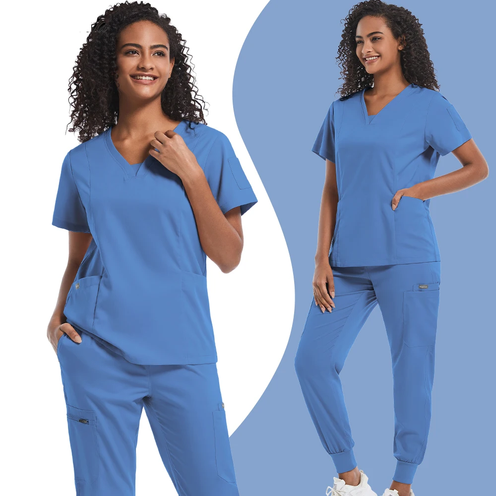 Slim Fit Women Scrubs Sets Medical Uniforms Hospital Doctors Clothes Nurses Accessories Dental Clinic Lab Pet Shop Spa Work Wear