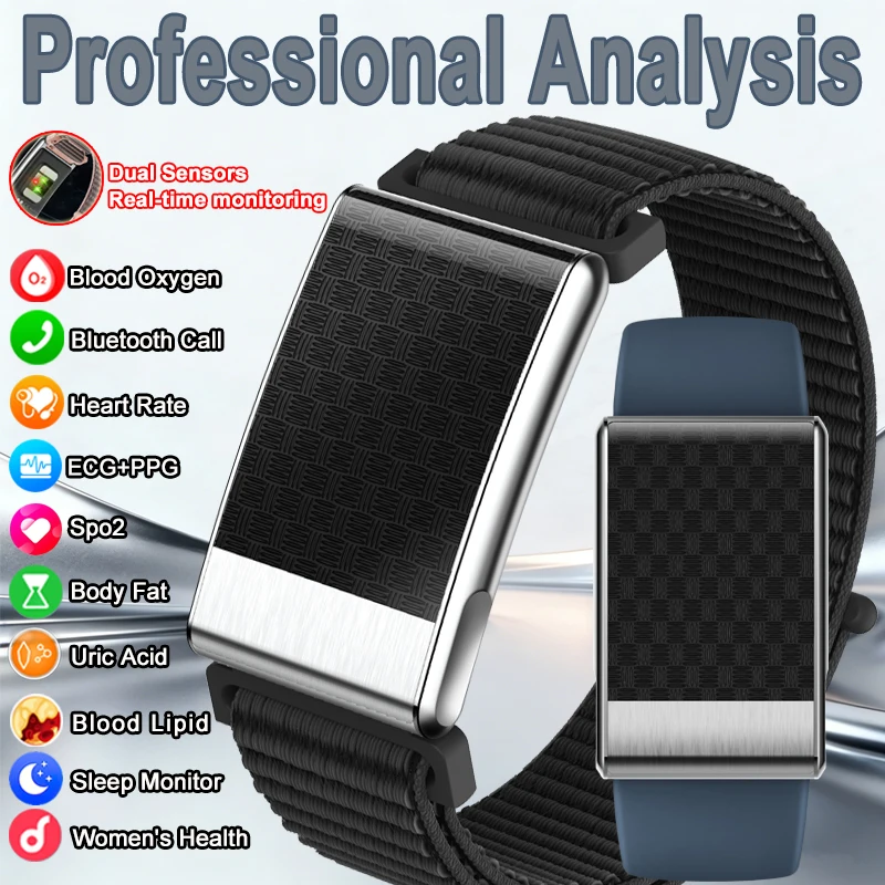 

2026 New 8mm Ultra-Slim Screenless Men Smartwatch ECG Uric Acid BMI Blood Oxygen Heart Rate waterproof BT Call Women Smart Watch