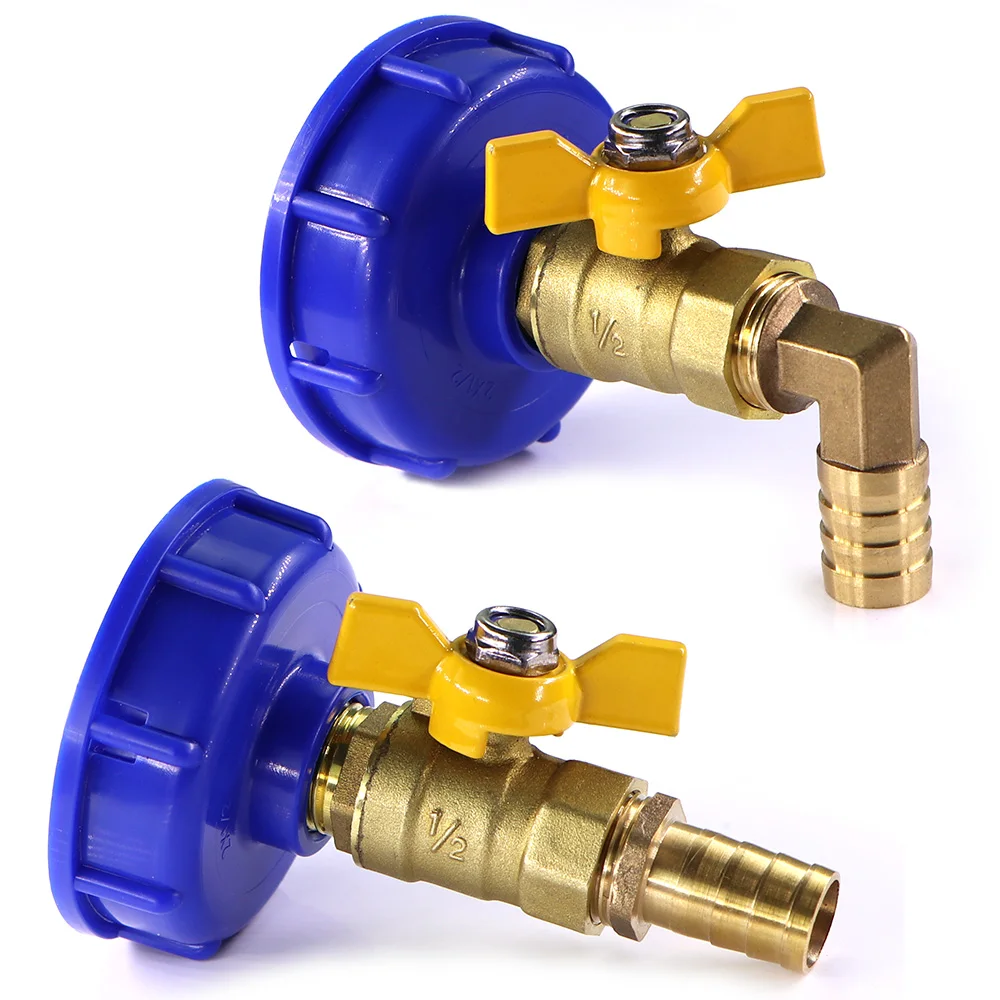 

6-19mm 1/2" IBC Water Tank Adapter with Ball Valve S60x6 Coarse Thread Brass Barb Pagoda Joints for Garden Irrigation Couplers