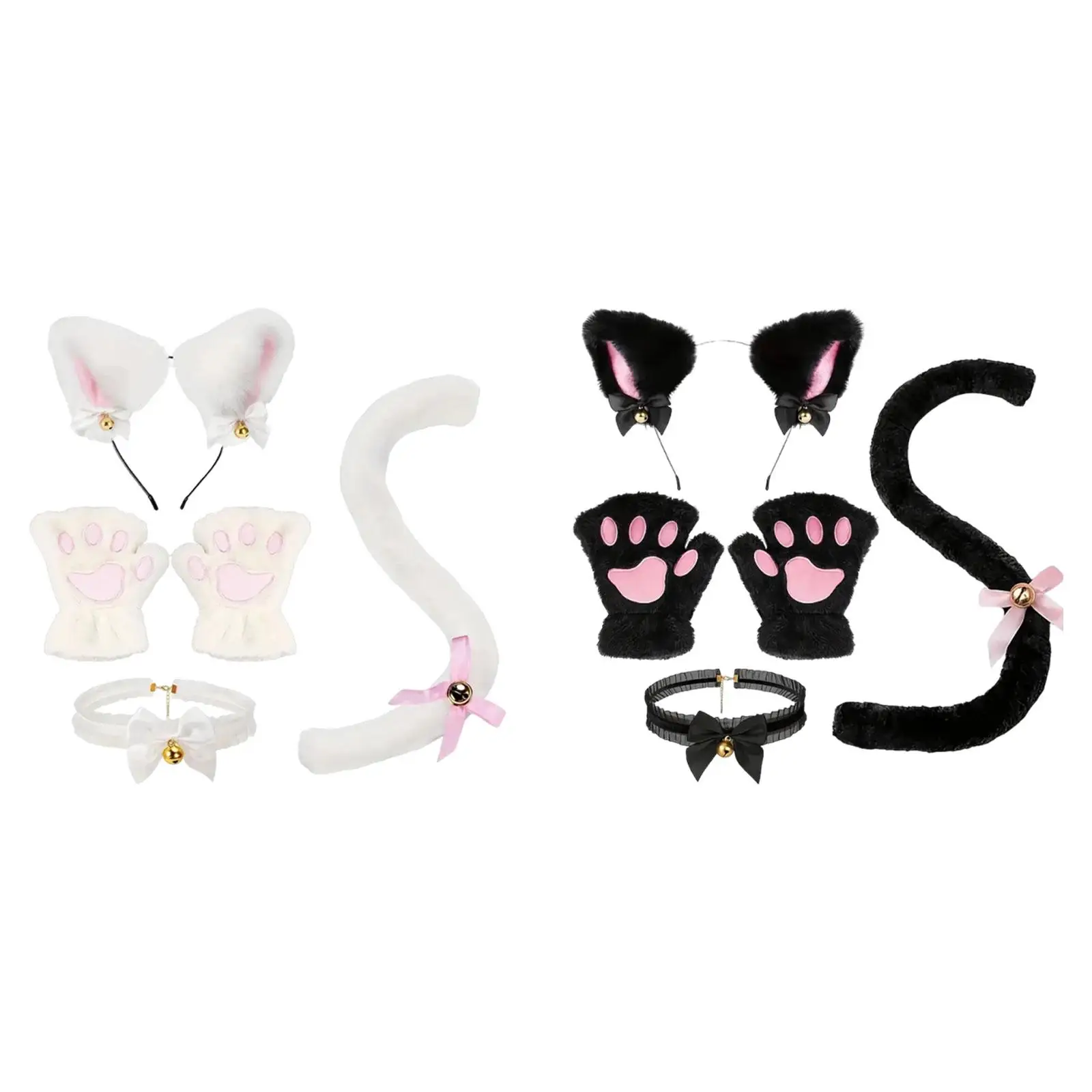 Ensemble de costume de cosplay de chat avec bandeau et queue pour événements sur le thème de l'anime, queue pliable