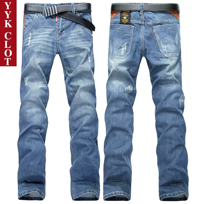 

Ripped Jeans For Men Brand Pant Denim Trousers Slim Fit Streetwear Baggy Fashion Black Light Blue Cargo Pants Plus Size Jean man