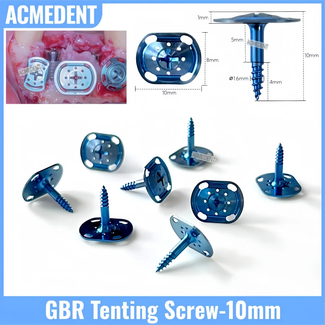 

10 мм стоматологический самонарезающий винт для формирования костной мембраны (GBR) с широкой головкой, инструмент для регенерации кости с рукояткой-приводом