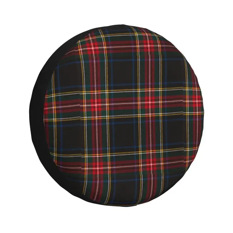 Custom Black Tartan Plaid Spare Tire Cover for Toyota Geometric Gingham Check Texture Car Wheel Protectors 14