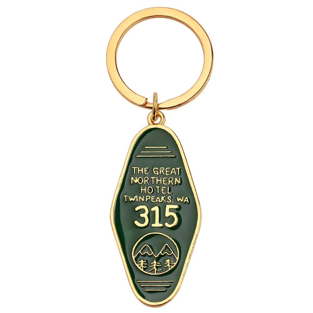 

Twin Peaks the Overlook Hotel 237 Logo Metal Keychain Classic TV Show Accessories Unisex Motel Room Key Holder Gift