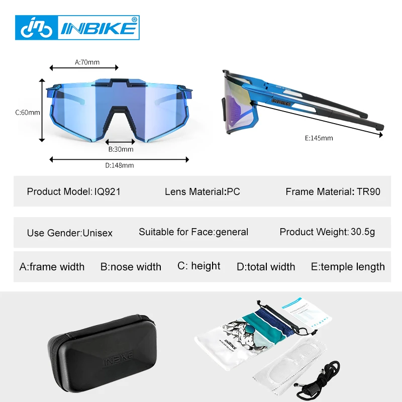 INBIKE Photochromic Cycling Sunglasses Professional Road Bike Riding Glasses for Men Bicycle Windproof Sand Goggles Bike Eyewear