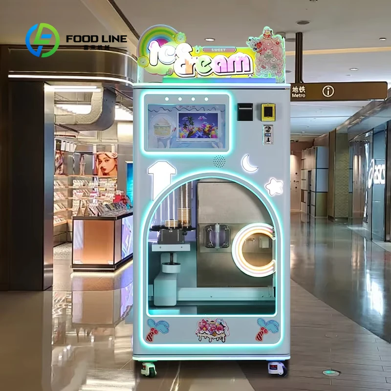 Customized Multi-Flavor Vending Machine Soft Serve Ice Cream NFC QR Payment SDK Coin Change Return Efficient Ice Cream Vending
