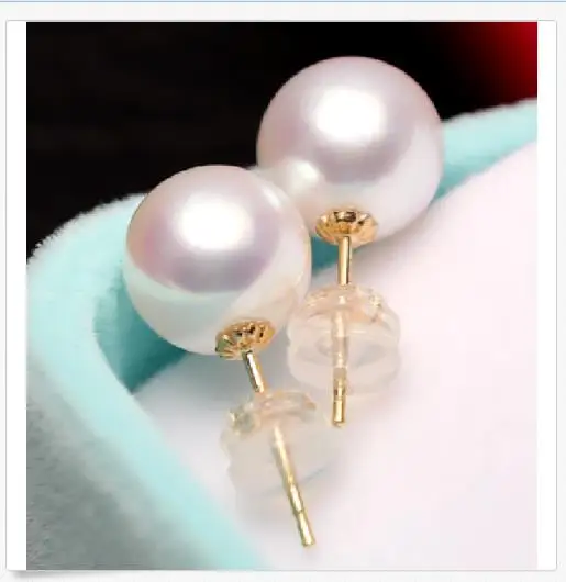 

free shipping gorgeous 10-11mm south sea round whitepearl earring 18k