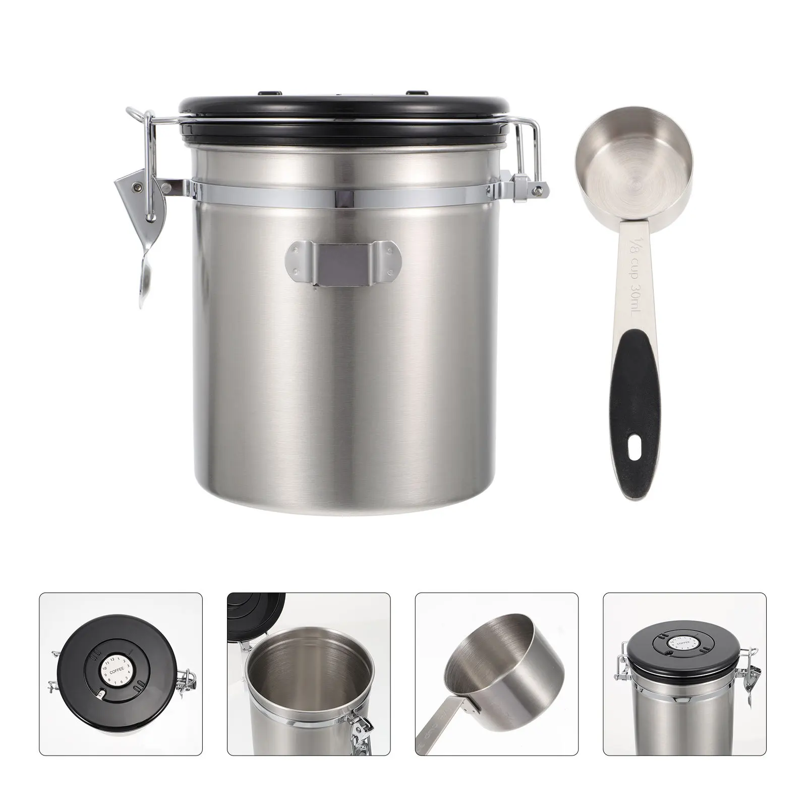 

Stainless Steel Coffee Can Sealed Storage Tank Silver Safe Food Container Tea Jar Candy Holder Sealing Can
