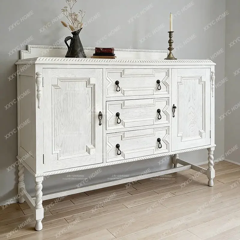

YY medieval solid wood carving entrance cabinet, retro living room decorative cabinet, dining side cabinet, wall st