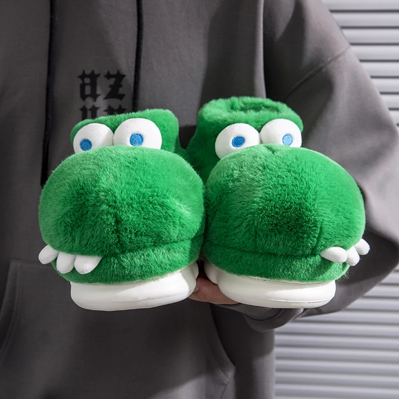 Fashion Man Slippers Green Crocodile Flat Mules Designer Animal Mens Slippers Home Furry Shoes Male's Footwear in Winter 2024