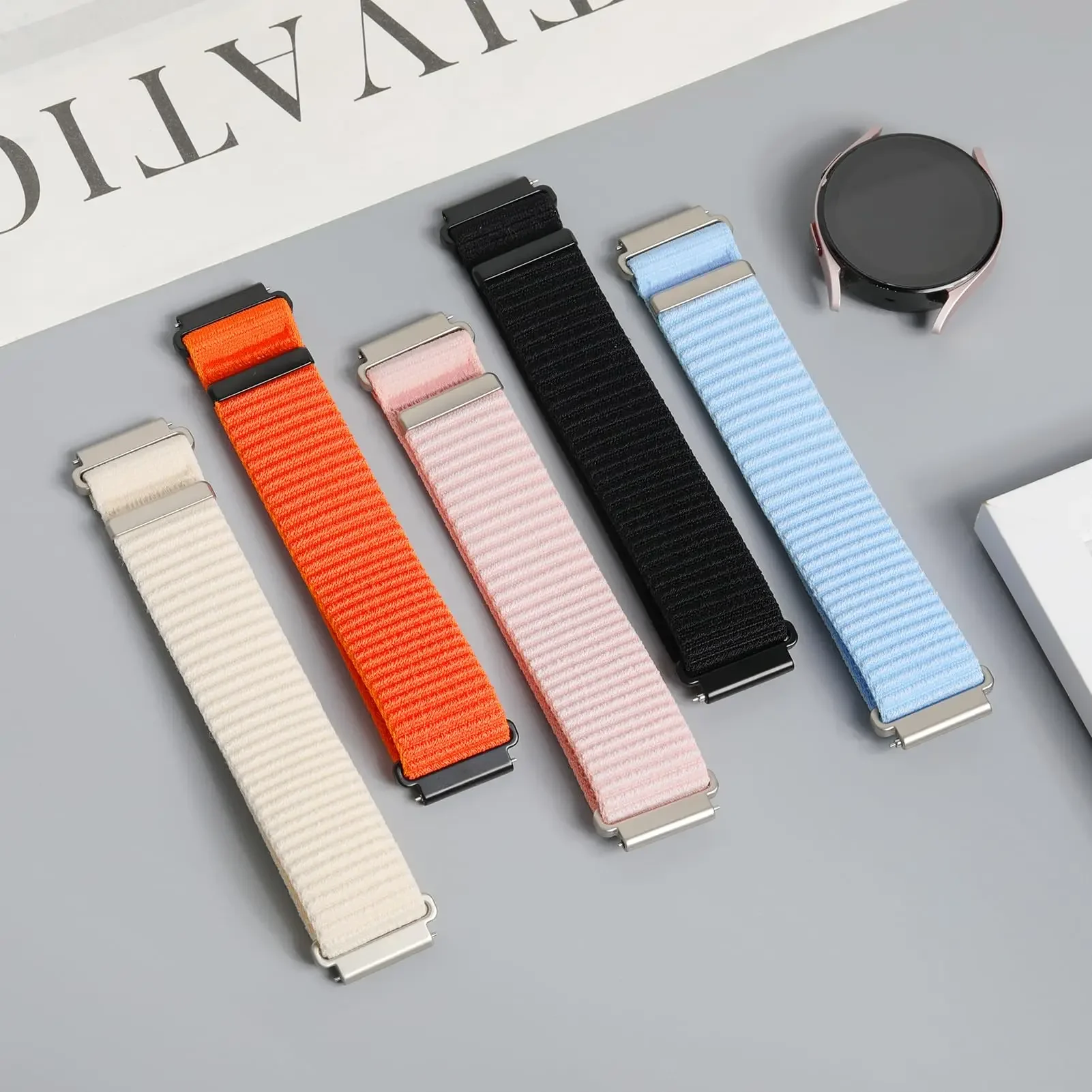 18 20 22mm Nylon Loop Strap for Xiaomi Watch 5 S4-3 Samsung Watch 7 6 5 4 Sports Bracelet for Amazfit Balance 2/Active Max/Bip 6 view 5