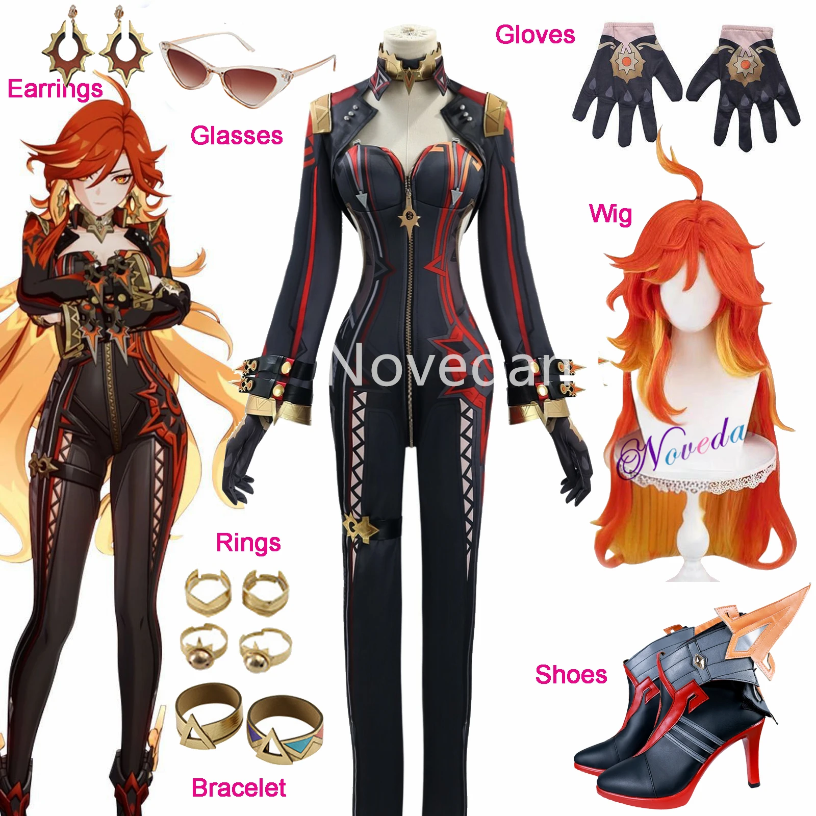 Mavuika Cosplay Costume Genshin Pyro Archon Impact Game Suit Sexy Uniform Cosplay Costume Shoes Wig Anime Party Role Play Outfit