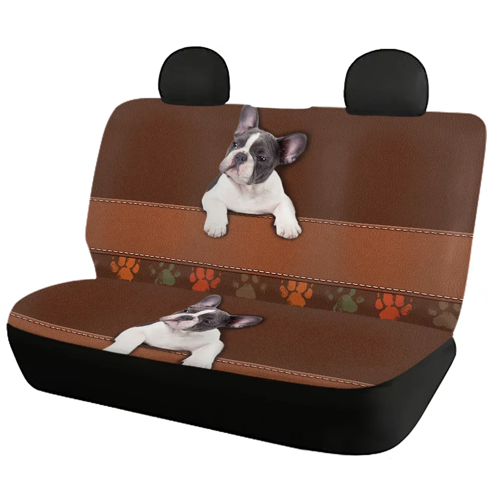 Cute Animal Boston Terrier Pattern 4pcs/set Front&Rear Car Seat Cover Dog Paw Automotive Interior Accessories Car Seat Protector