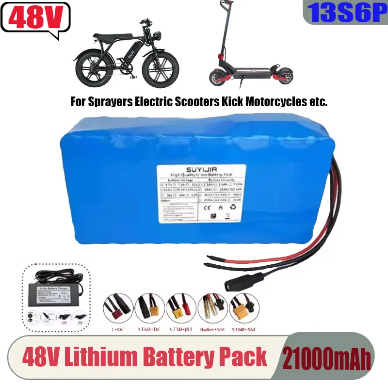 100% Brand New 18650 13S6P 48V 21000mAh Li-ion Battery Pack Citycoco Electric Scooter Electric Bike Battery Built-in 50A BMS