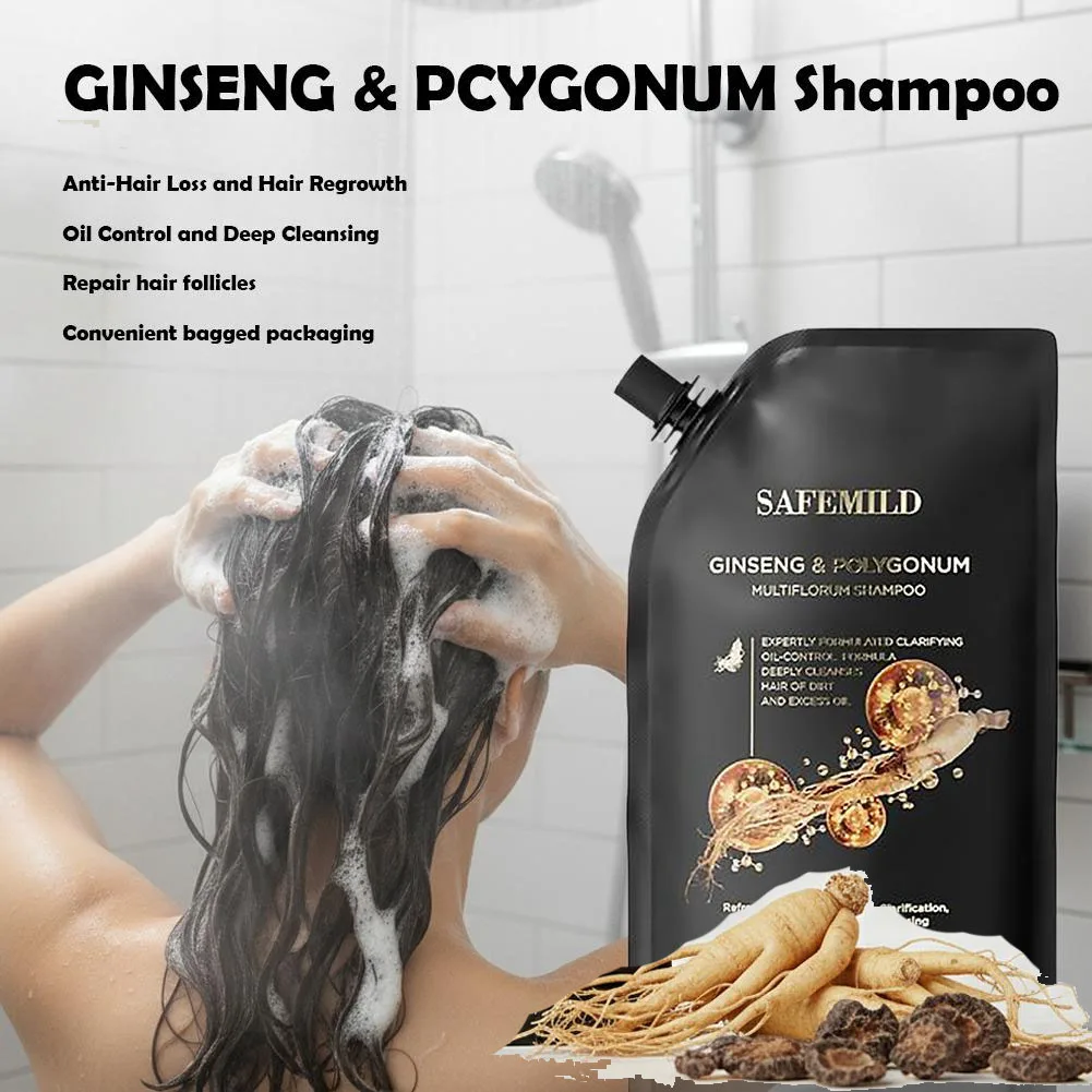 Natural Herbal Ginseng & Polygonum Multiflorum Shampoo Deep Clean Nourish Hair Roots Anti-Thinning Shampoo 300ml
