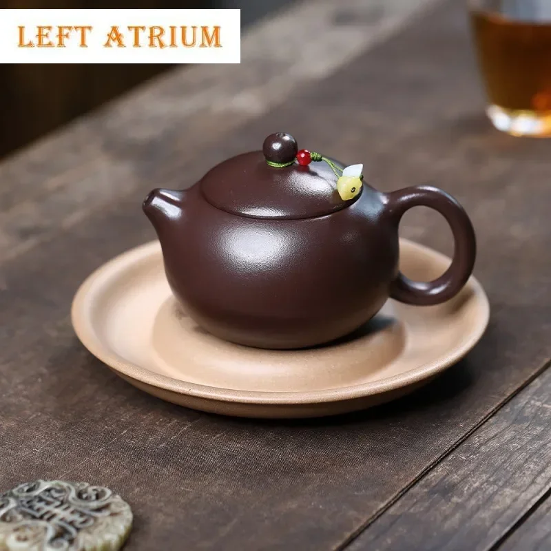 

250ml Yixing Purple Clay Teapots Master Handmade Xishi Pot Raw Ore Stone Red Mud Tea Brewing Kettle With Infuser Zisha Tea Set