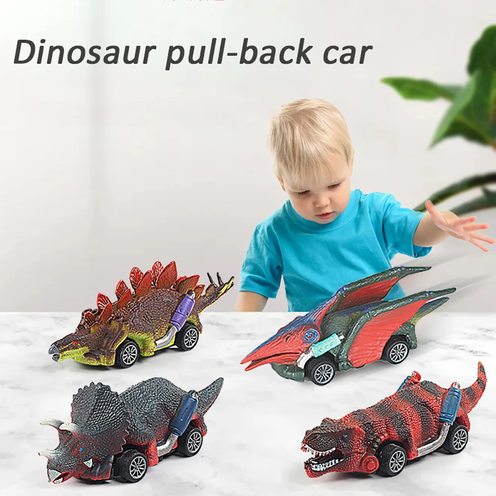 Dinosaur Pull Back Car Toys for Boys Girls Stegosaurus Triceratops Pterosaur Dinosaur Model Inertial Vehicle Children\'s Toys Car