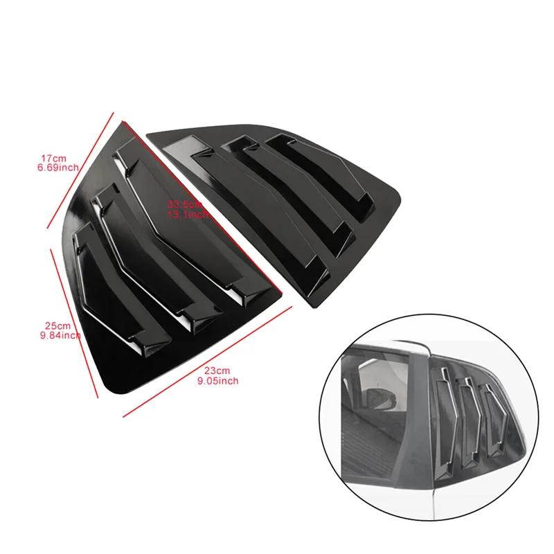 

Black Rear Side Vent Quarter Window Louver Shutter Cover Parts Accessories For Honda Fit Jazz 2014-2019-ABQF