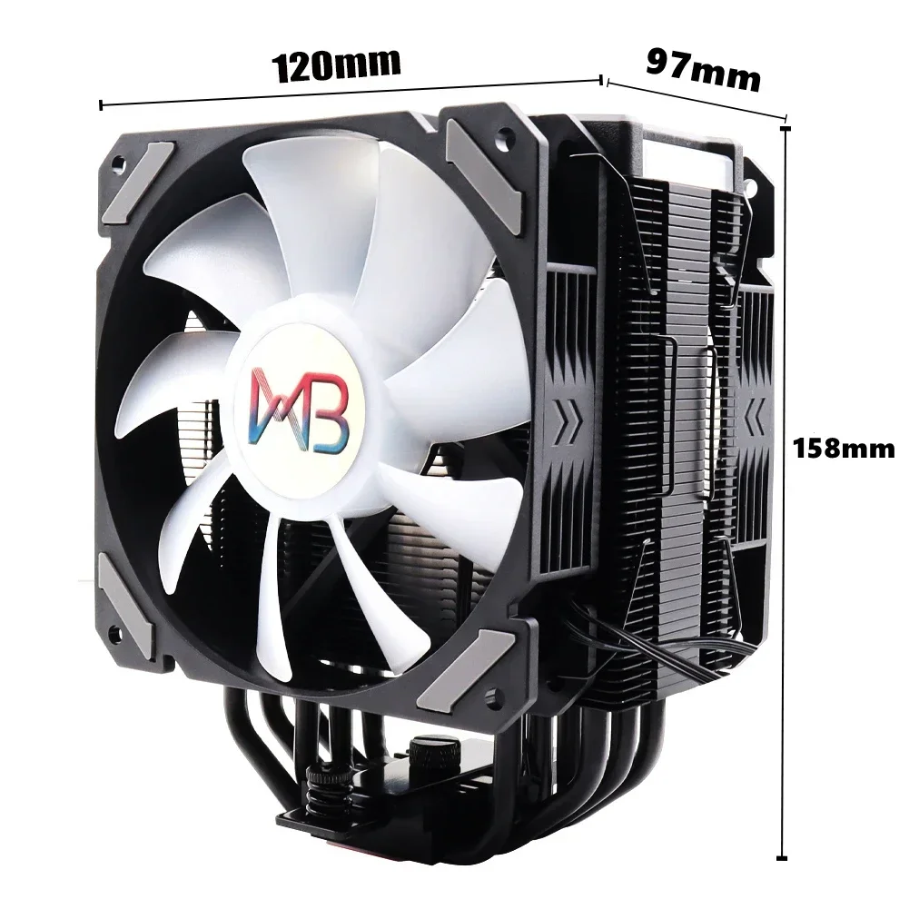 Wovibo-Ventilador enfriador de CPU, 6 tubos de calor de 120mm, para radiador Intel 1150, 1151, 1155, 1700, X79, X99, AMD AM4, AM5