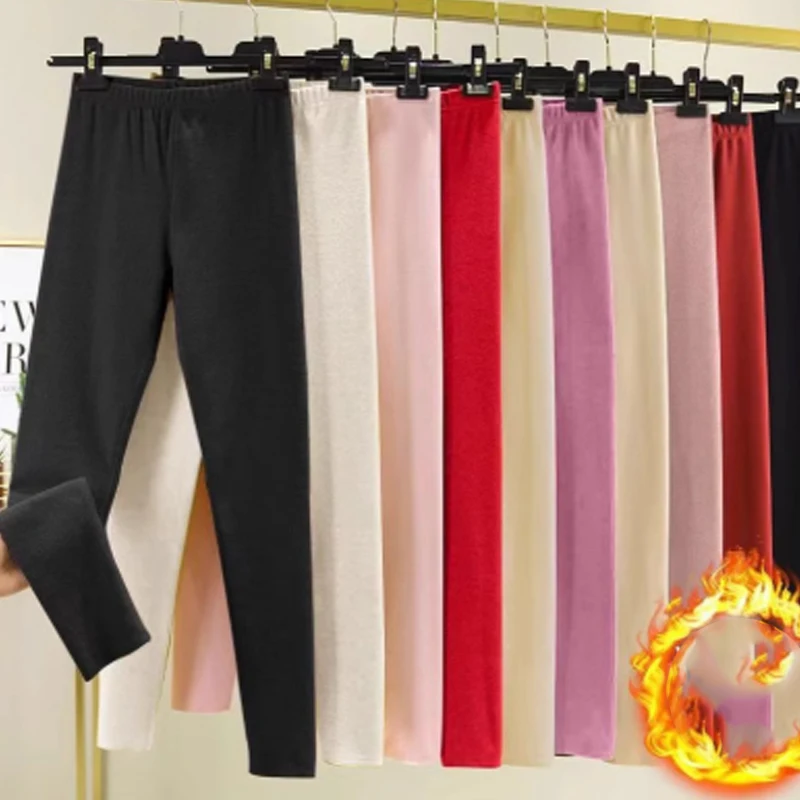 

Осенние и зимние утепленные женские брюки для дома, повседневные, теплые, со средней посадкой, с утягивающим эффектом на животе, бесшовные леггинсы