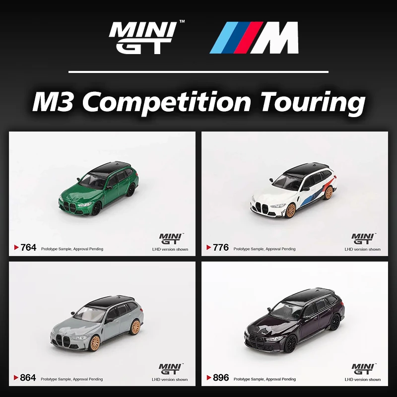 MINIGT 1:64 BMW M3 G81 การแข่งขันสําหรับการเดินทางสีเขียว METALLIC Diecast Diorama Collection ของเล่น 764 776 864