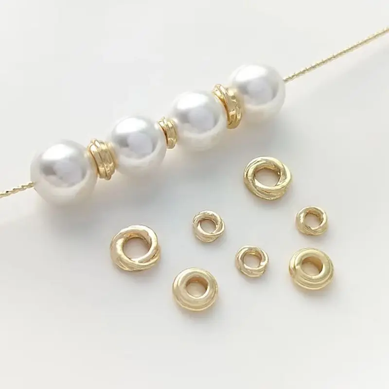 

14K gold wrapped double ring twist ring knot ring Fried Dough Twists ring spacer wheel bead ring diy string accessories material