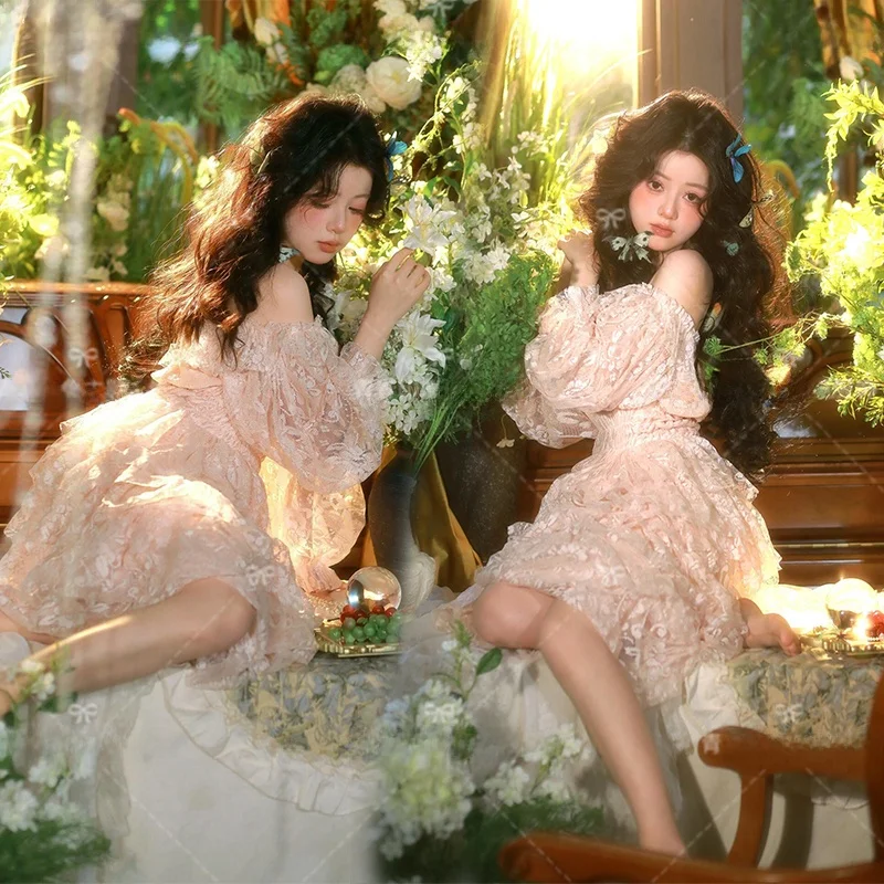 

Photo Studio New Style Oil Painting Girl Lace Skirt Atmosphere Photography Clothing Portrait Private Studio Art Photo Dress