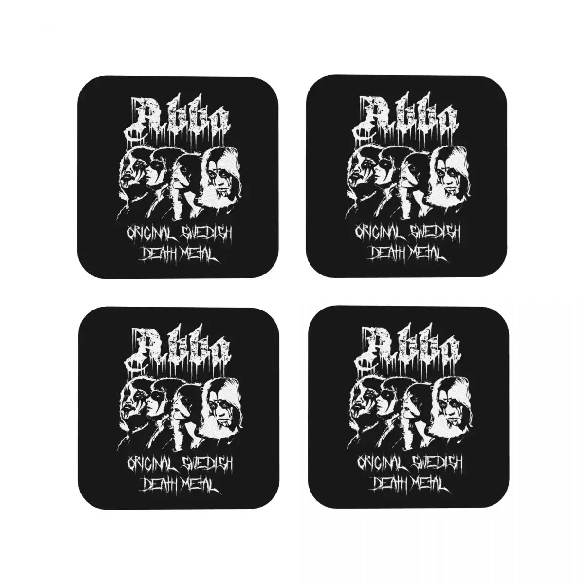 

Подставки Abba Death с металлической лентой, кухонные салфетки, нескользящие изоляционные коврики для чашек, кофейные коврики для декора, домашняя посуда, подушечки, набор из 4 шт.