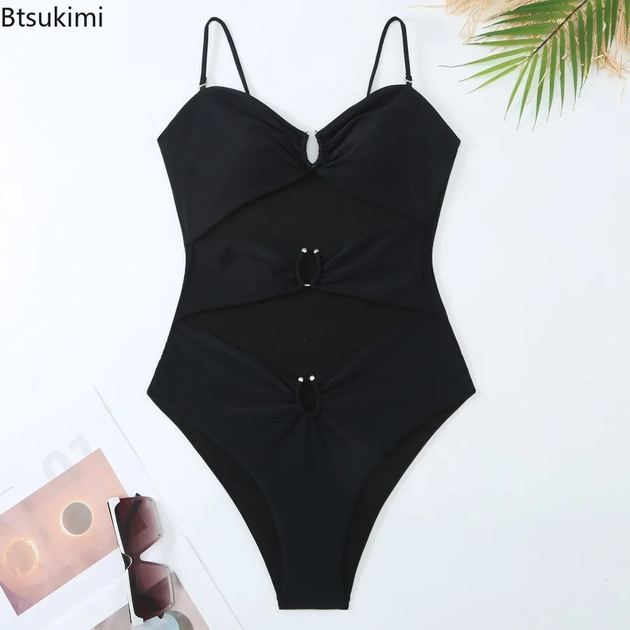 Nouveau maillot de bain une pièce 2025 Sexy maillot de bain noir femmes évider maillot de bain maillots de bain Push Up Monokini femme vacances maillot de bain