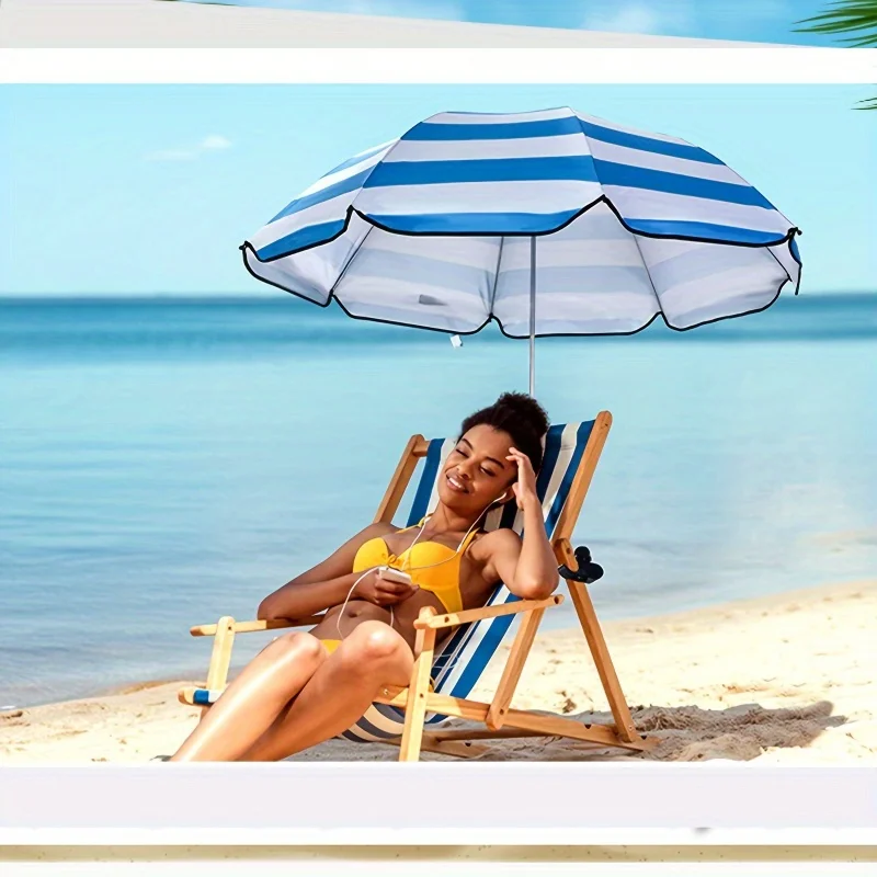 1 Piece Waterproof Beach Chair Umbrella with Universal Clamp, 360° Rotation Portable All-Season Golf Umbrella image 2