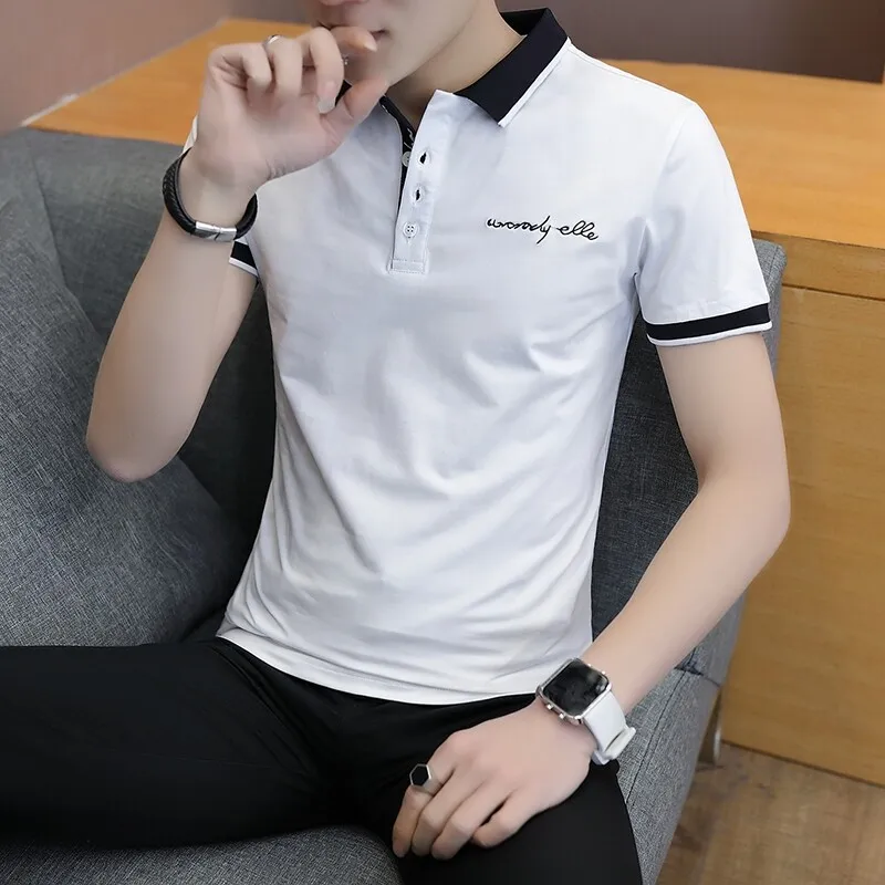 

Мужская футболка Slim Fit с коротким рукавом, летняя, в стиле Color Block, молодежная, модная, хлопковая, трендовая, городская, стильная