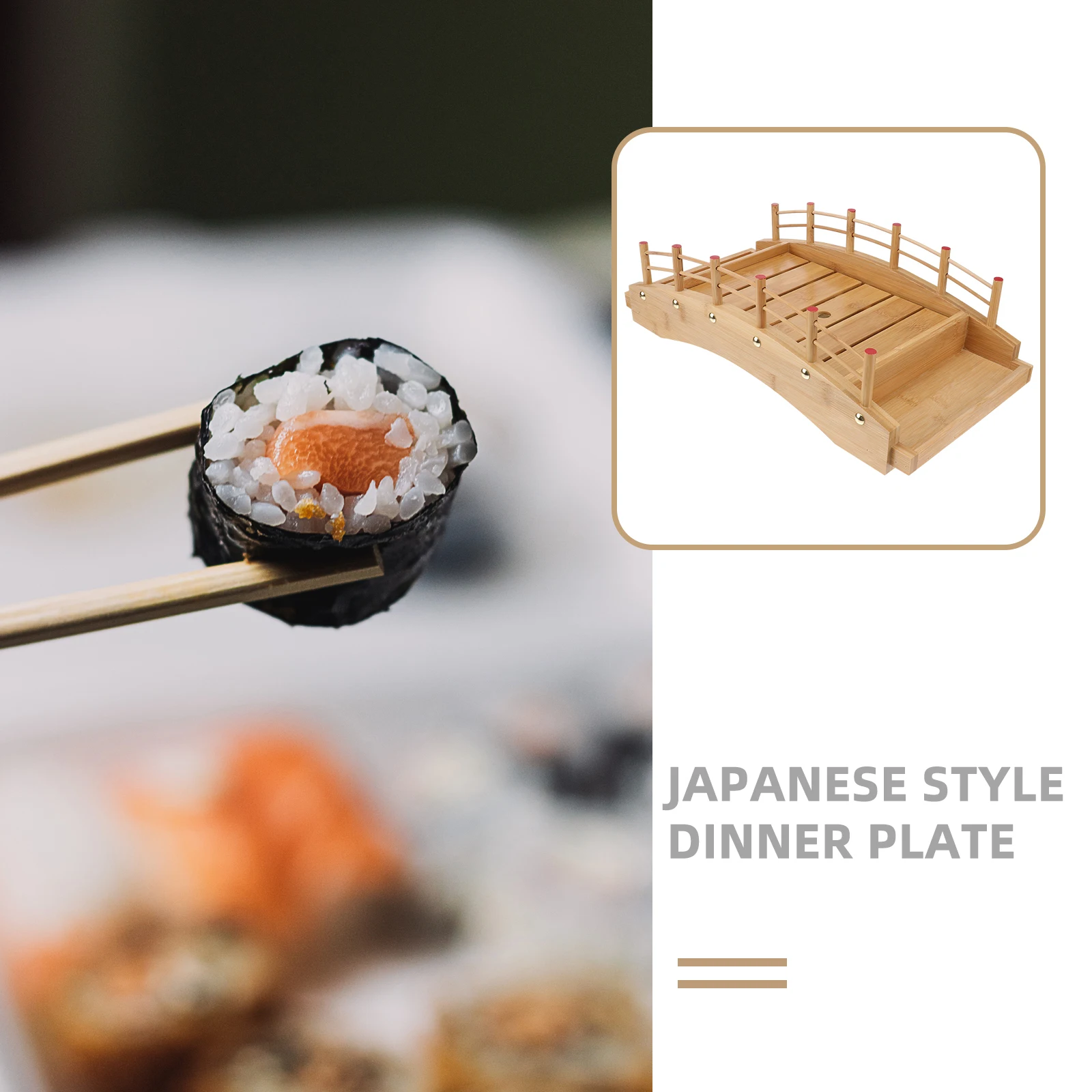 

1Pcs Delicate Sushi Tray Bamboo Japanese Style Plate Large Capacity Snack Holder Functional Decorative Dining Tableware