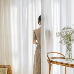 모던 거실 드레이프, 심플한 침실 베이 창문 커튼, 반투명 창문 스크린, 발코니 바닥부터 천장까지 창문 커튼