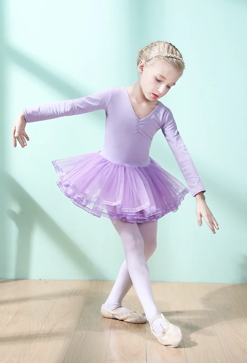 Kinder-Tanzanzug, neuer Barba-Trainingsanzug für Mädchen, chinesische Tanzform, lang, kurzärmelig, rosa, offener Ruffy-Rock – Detail 7