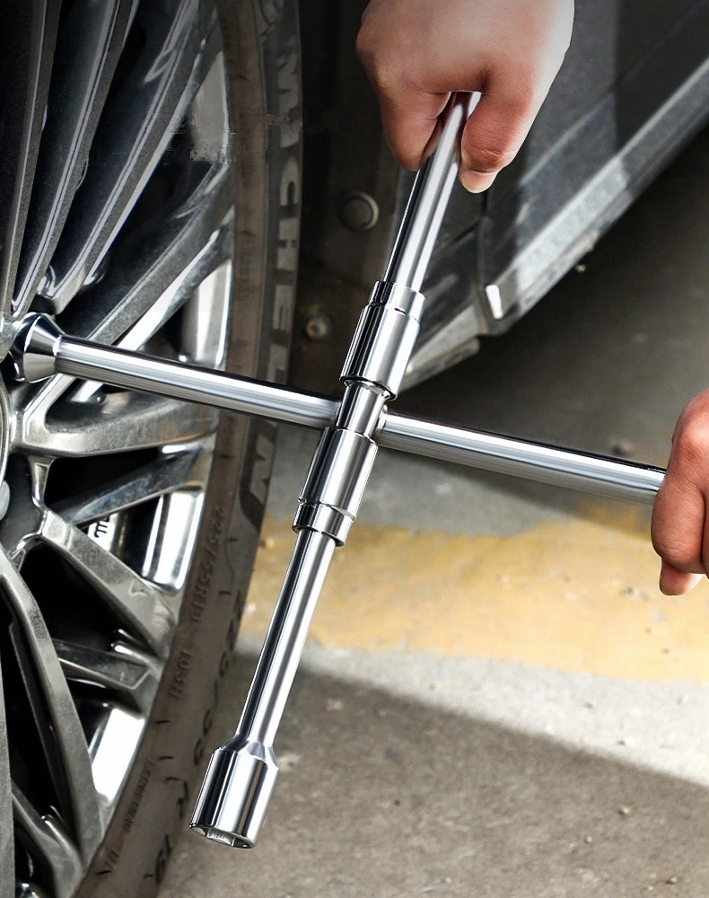 

17/19/21/23mm Folding Cross Lug Wrench Car Tire Repair Tool Labor-Saving Auto Socket Spanner Adjustable Wheel Nut Lug Remover