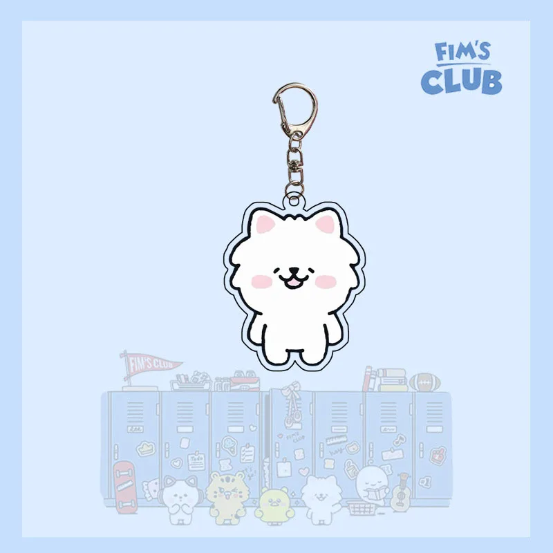 Kpop FIM'S CLUB Album Cartoon Keychain YUNJIN CHAEWON EUNCHAE Peripheral Acrylic Double-sided Bag Keyring Pendant Accessories