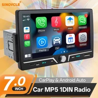 SINOVCLE inalámbrico Android Auto Carplay reproductor MP5 estéreo 7 ""Radio de coche 1din pantalla IPS Bluetooth USB Mirror Link carga tipo C