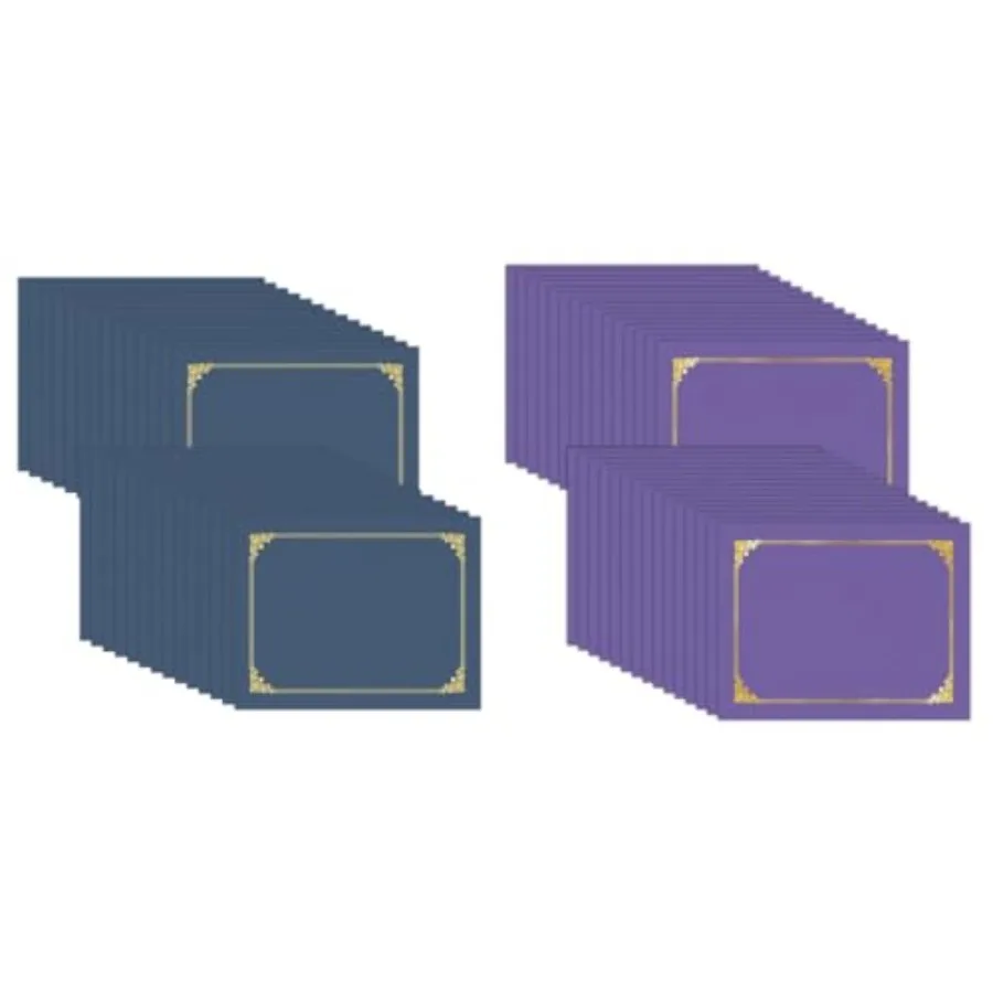 

30 Pack Navy Blue Certificate Holders and 30 Pack Purple Certificate Folders with Gold Foil Border for Letter Size 8.5x11