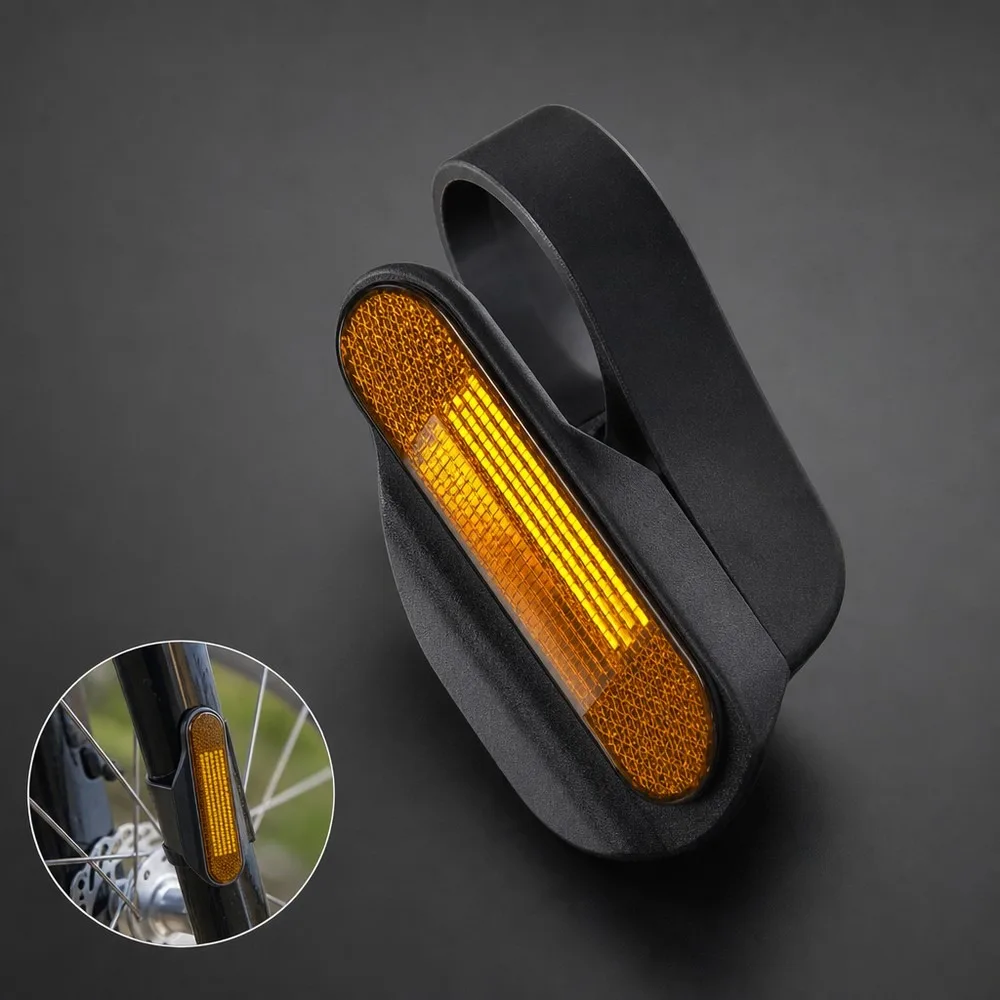 High Visibility Yellow ABS Bike Side Mirror Motorcycle Oval Double Sided Self-Adhesive Safety Light, Enhanced Night