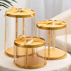 4/6inch Black White Gold Transparent PET Cake Boxes Gift Packaging Case Wedding Birthday Party Baby Shower Decor Baking Supplies