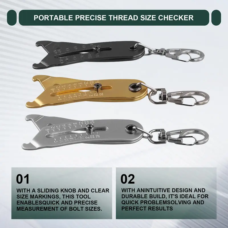 3PCS Portable Precise Thread Size Checker Keychain For Precise Measurement