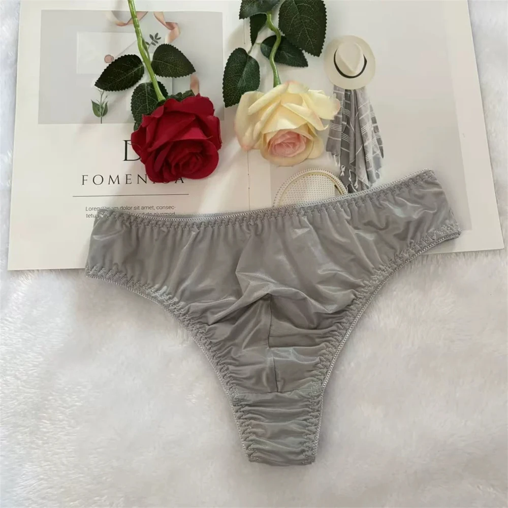 

Мужские трусы-стринги из шелковистого сатина, однотонные, с низкой посадкой, сексуальные, комфортные для повседневной носки и вечеринок.