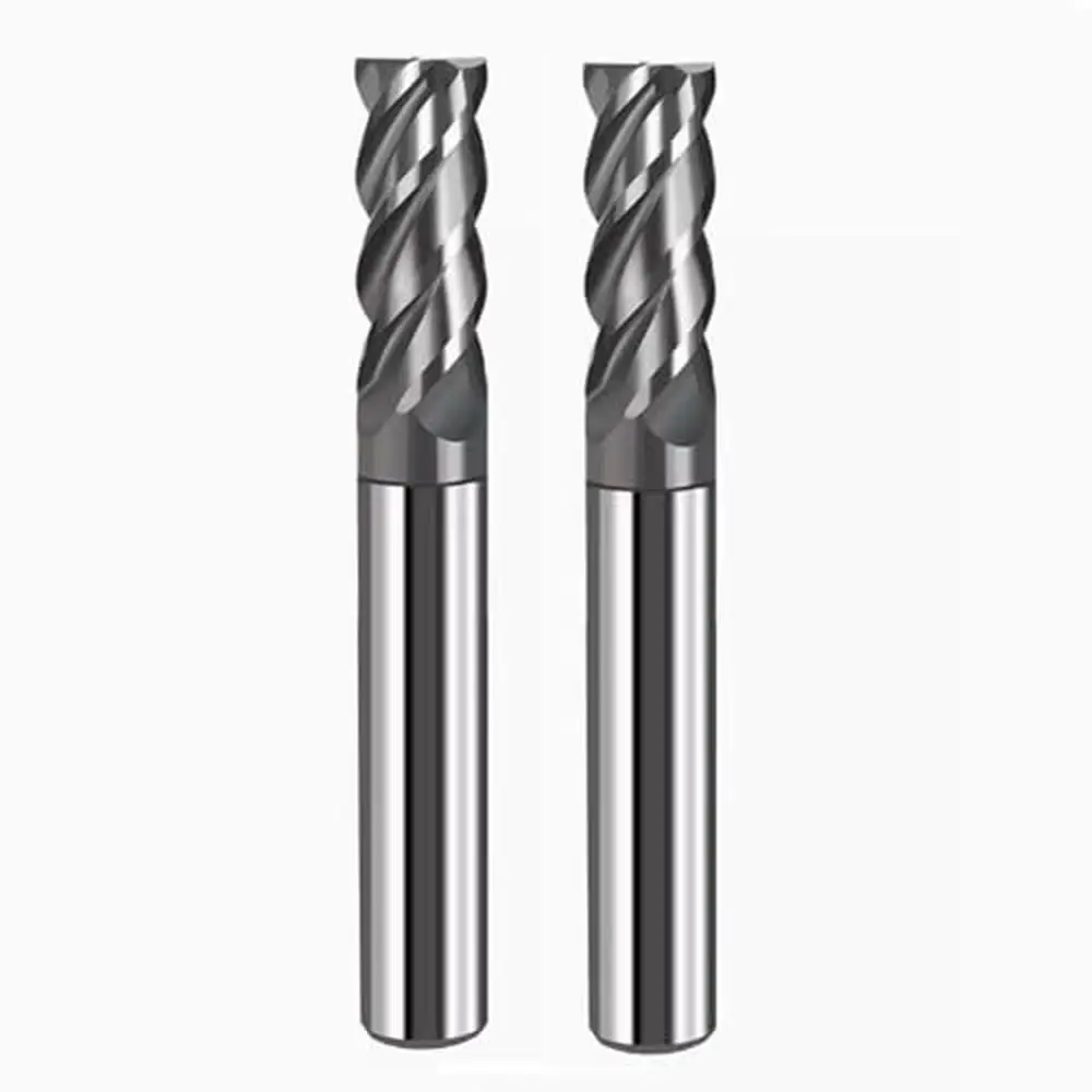 Carbide Square End Mill Bits Set 1/2 Inch 2PCS Milling Cutter Alloy Steels Hardened Steels HRC 45 4 Flutes High Rigidity