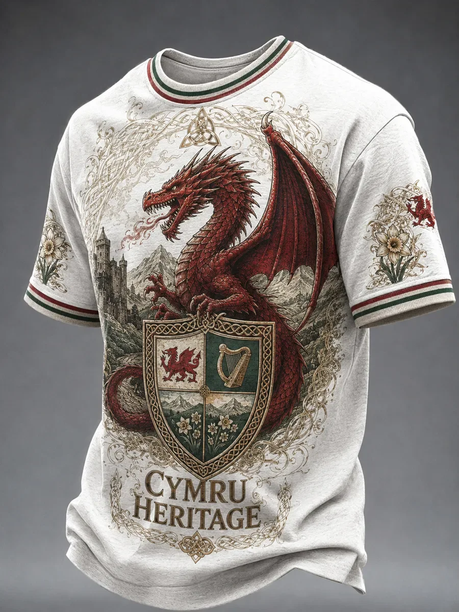 2027 Summer Men's Welsh Football Training Shirt 3D Printed Embroidery Breathable Quick-Drying Family Version T-Shirt Top Kids