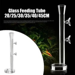 Glass Aquarium Feeder Tube Dish ransparent Fish Tank Shrimp Snail Food Feeders Bowl 20-45cm Aquarium Feeding Tool Accessories