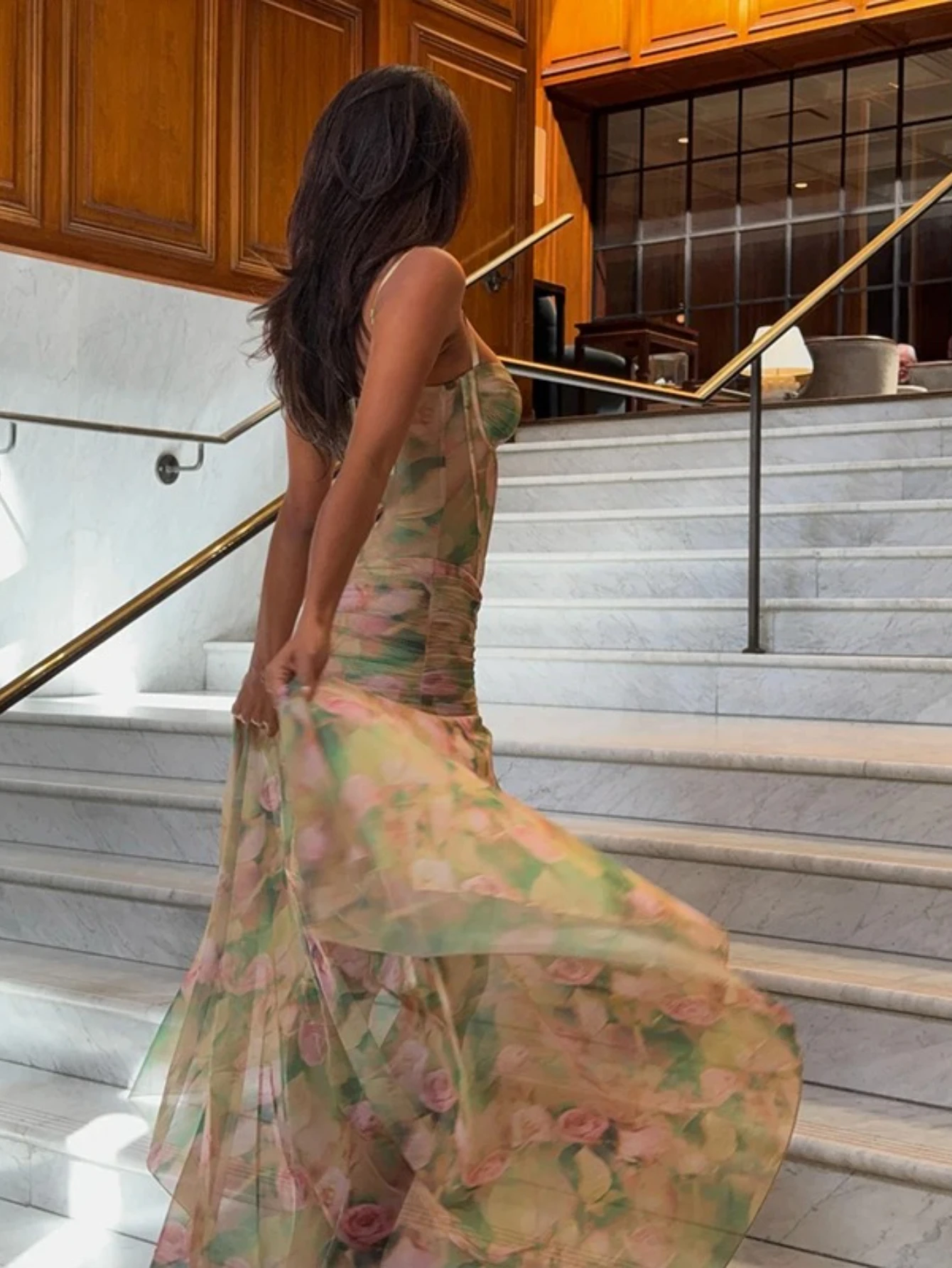 مثير عالية الخصر سبليت الأزهار طباعة Bodycon السباغيتي فستان بحزام الصيف موضة حفلة عطلة الشاطئ جديد إمرأة فيستدوس