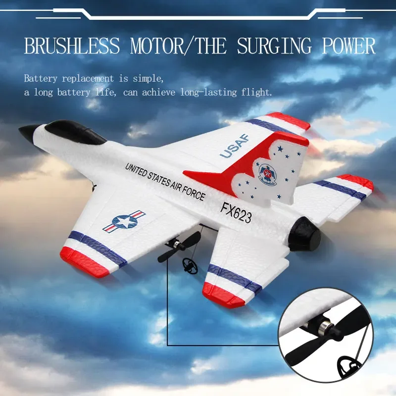 Foam FX623 Airplane 2.4G Fixed-wing RC Airplane Electric Airplane Toys Foam Glider S F16 Fighter Toy